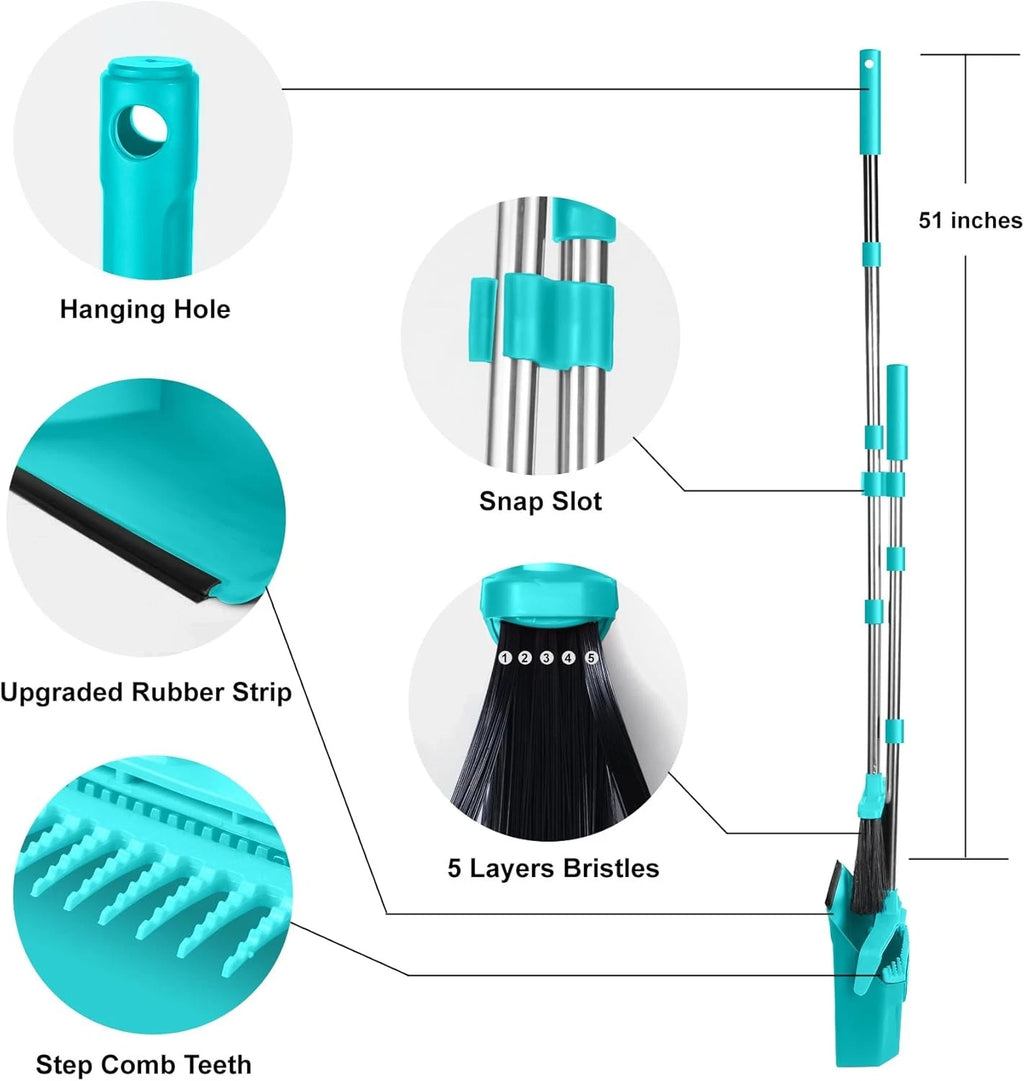 Upgrade Broom w/ Dustpan Combo Set,Broom & Dustpan Set w/ 51'' Long Handle-Large