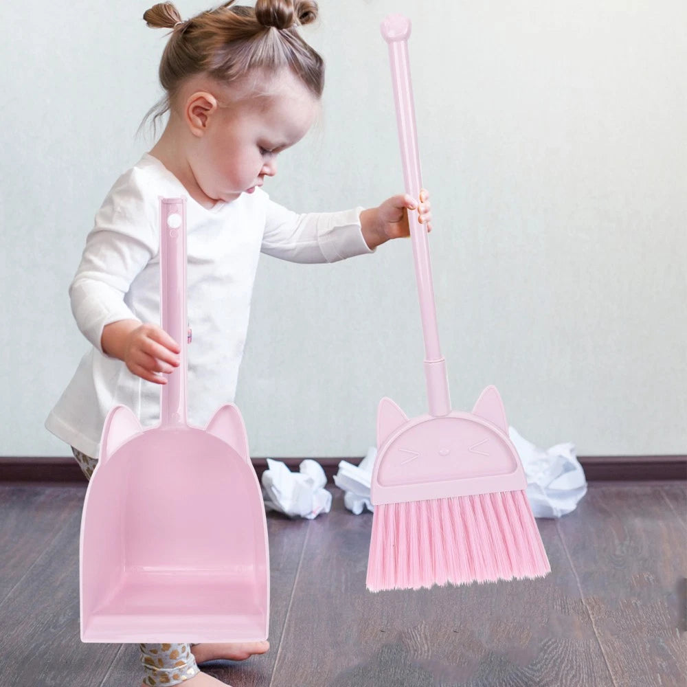 Children's Broom Set Small Dust Pan Kids Cleaning Girls Mini Brooms for