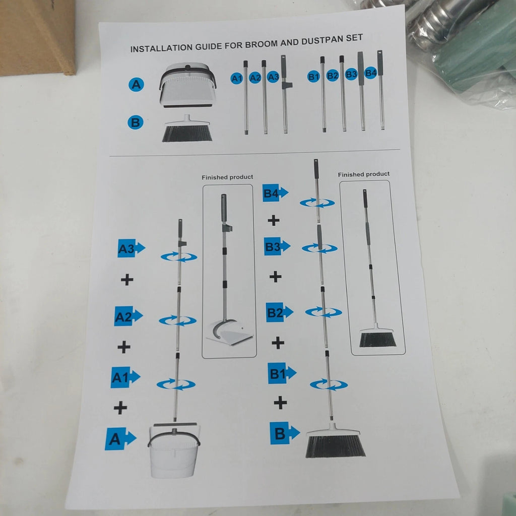 Sage Green Broom And Dustpan Set Foldable Extendable Floor Cleaning Tools