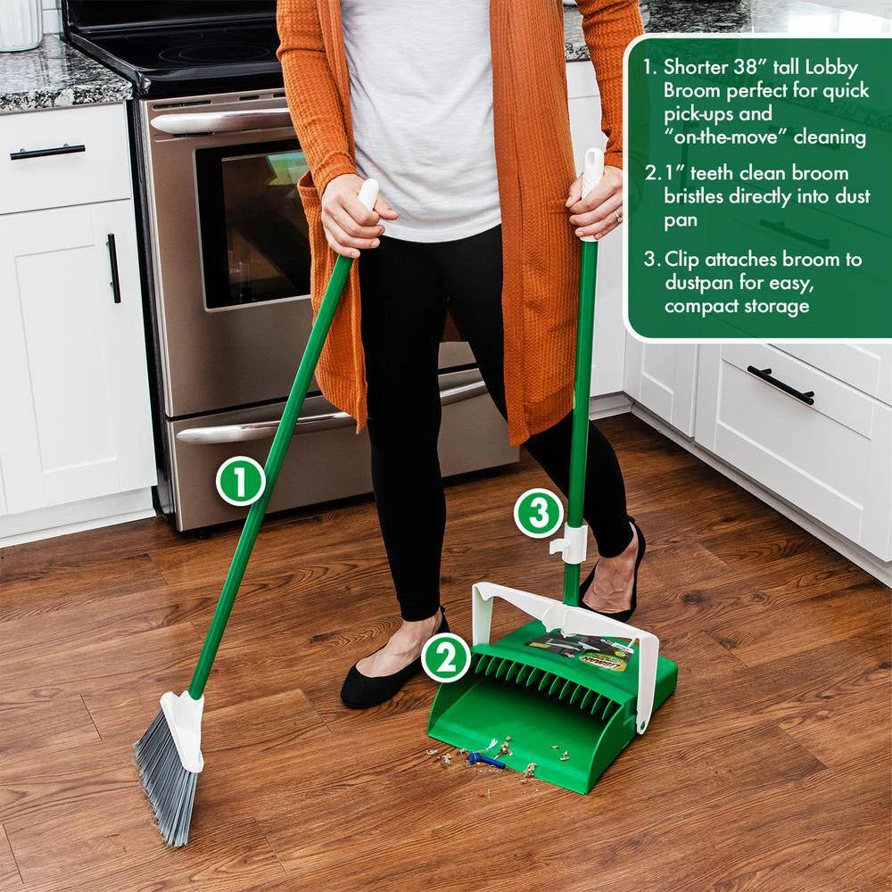 12 In. Lobby Broom and Dust Pan Set (2-Pack)