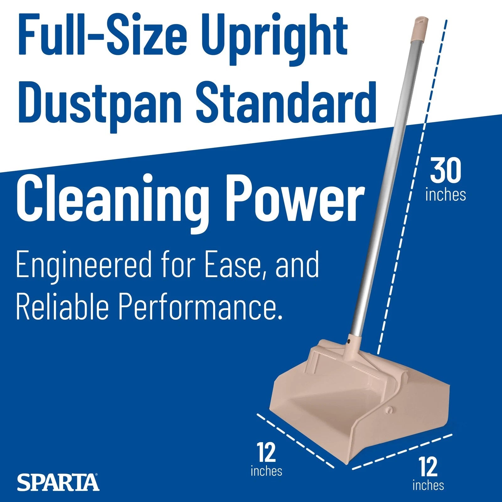 SPARTA Upright Dustpan with Aluminum Handle Serrated Edge for Broom Combing S...