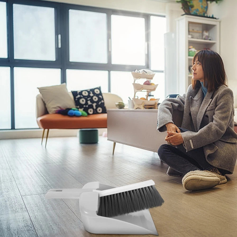 Mini Dustpan Broom Set Desktop and Brush Plastic with Small Hand