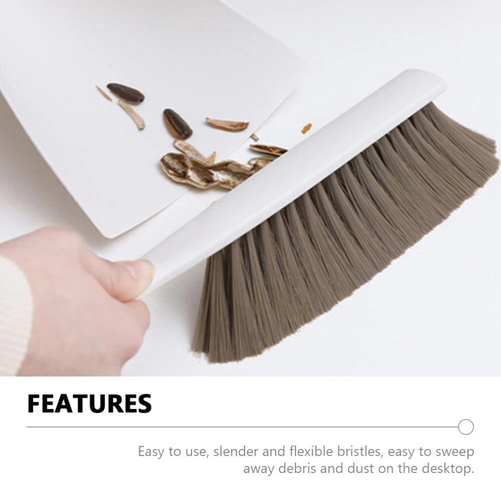 1 Set Desktop Cleaning Broom Mini Dustpan Household Pet Cleaning Supply (White)