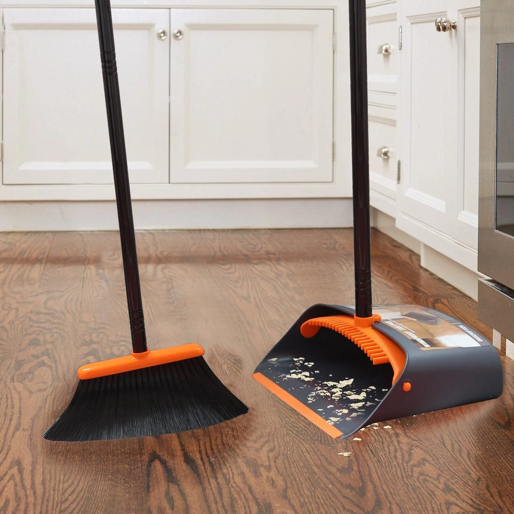 TreeLen Broom and Dustpan Set with 52" Long Handle for Home Kitchen Room Offi...