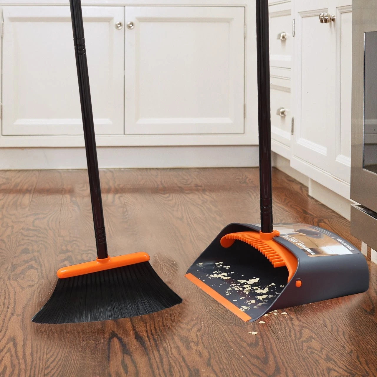 TreeLen Broom and Dustpan Set with 52" Long Handle for Home Kitchen Room Offi...