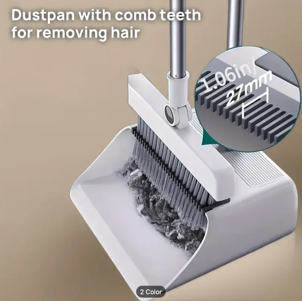 Broom and Dustpan Set, Adjustable Stainless Steel Office & Home Clean Tool