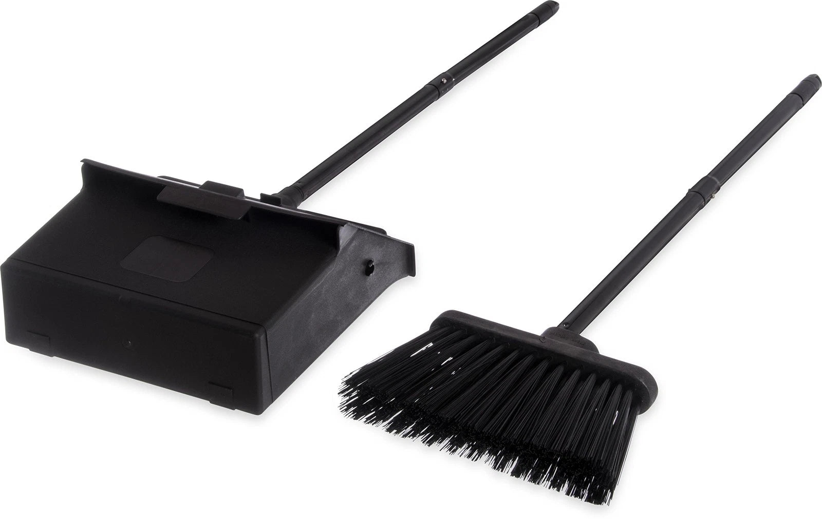 Carlisle Duo-Pan Upright Dustpan & Broom Set for Floor Cleaning - Black