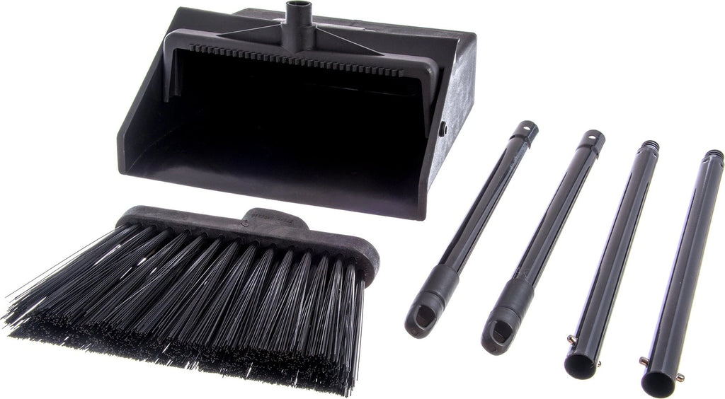 Carlisle Duo-Pan Upright Dustpan & Broom Set for Floor Cleaning - Black