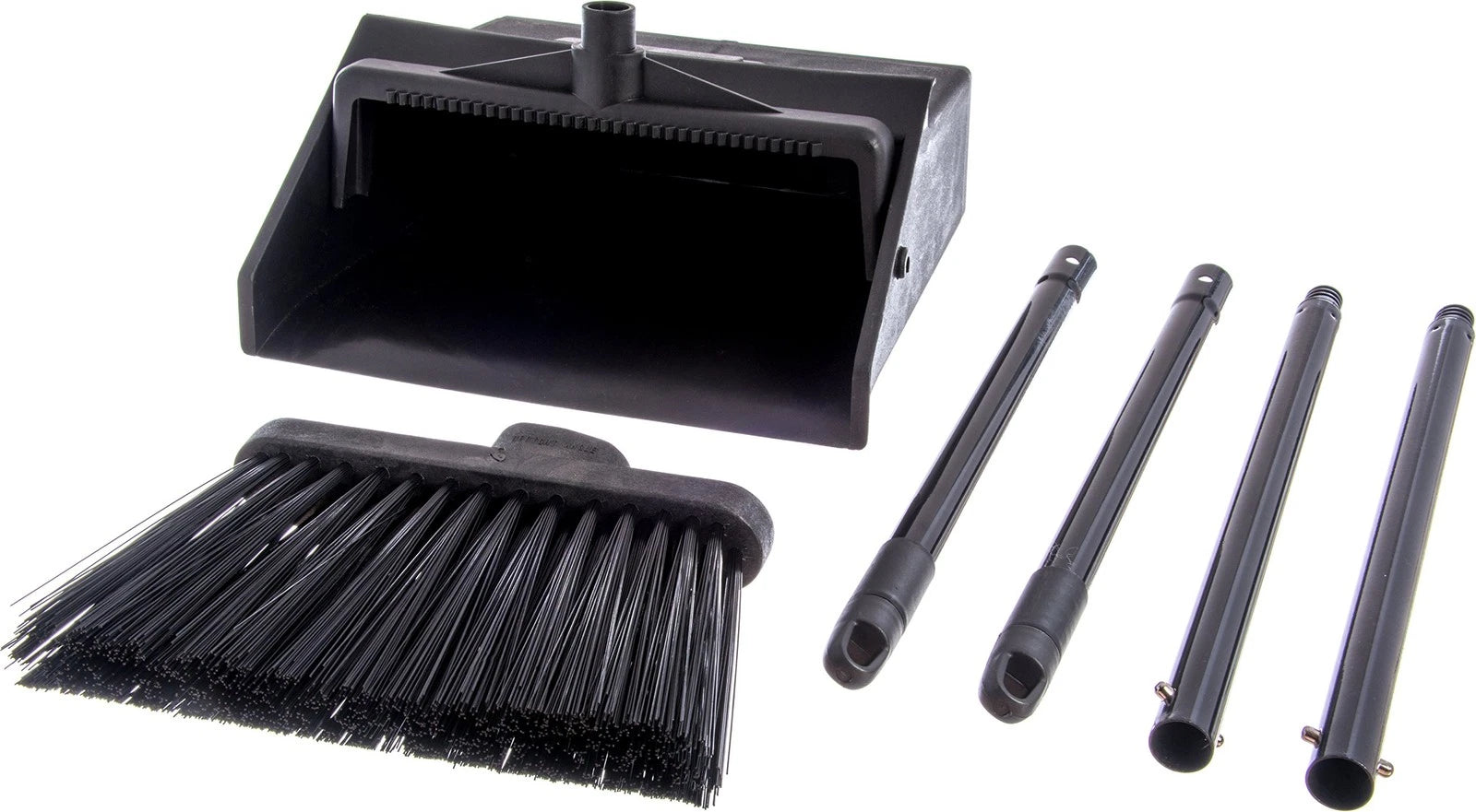 Carlisle Duo-Pan Upright Dustpan & Broom Set for Floor Cleaning - Black