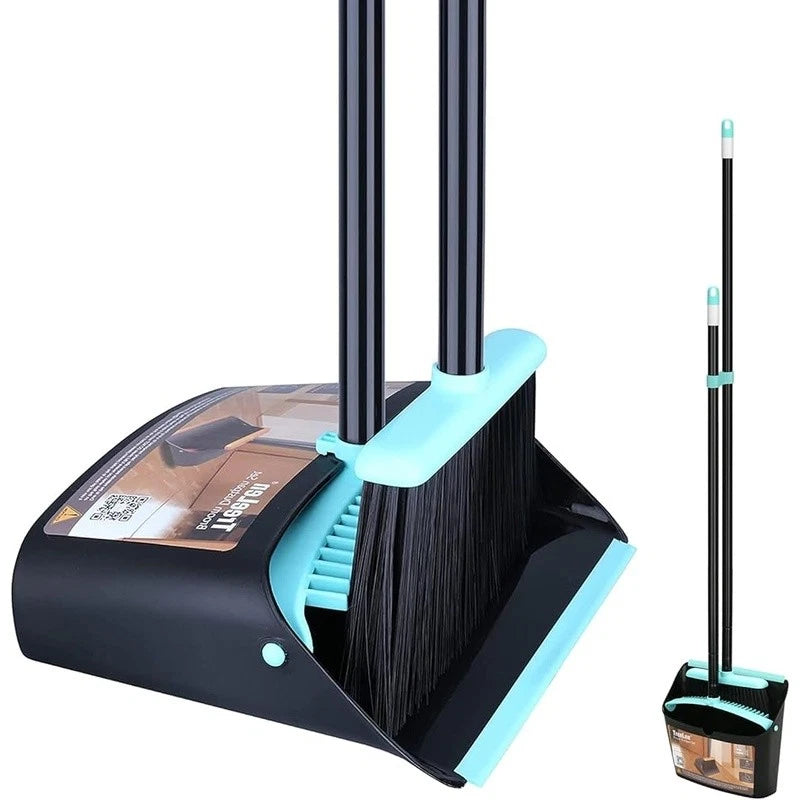 Broom Dustpan Combo Set Long Handle Standing Dustpan Broom Indoor Cleaning Tools