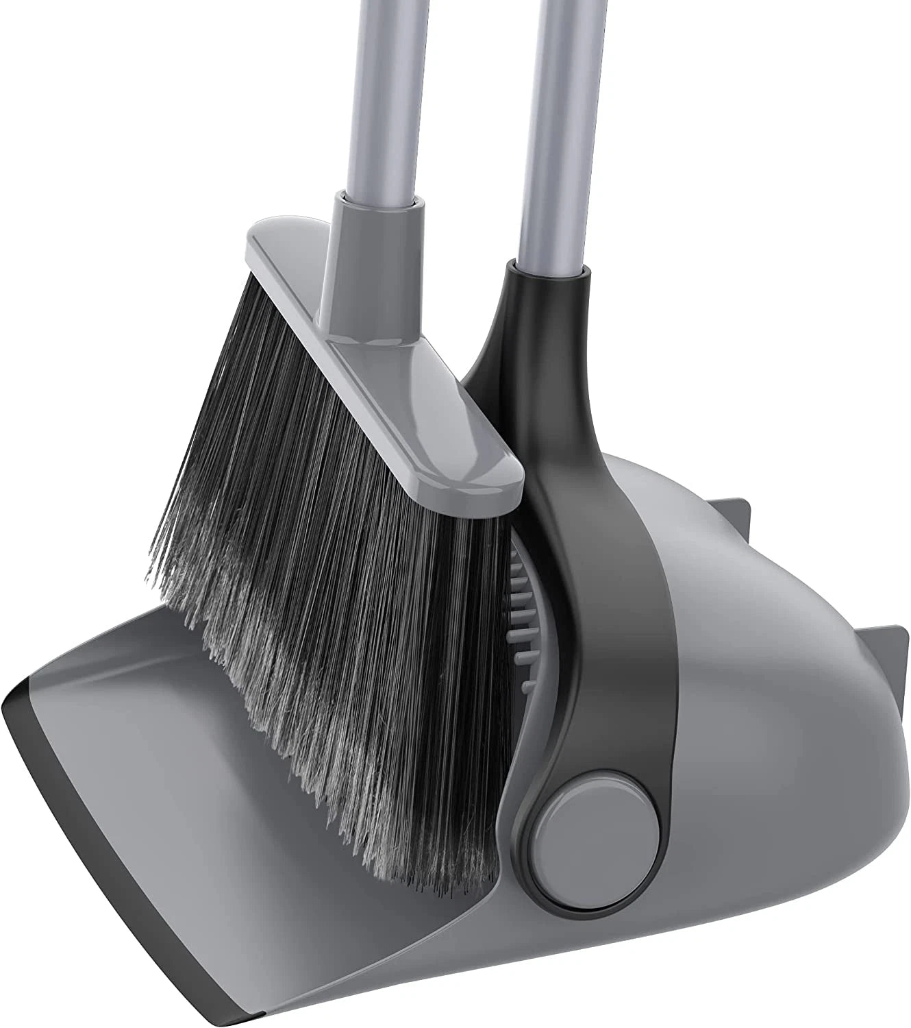 Adjustable Broom and Dustpan Set for Easy Floor Cleaning - Gray