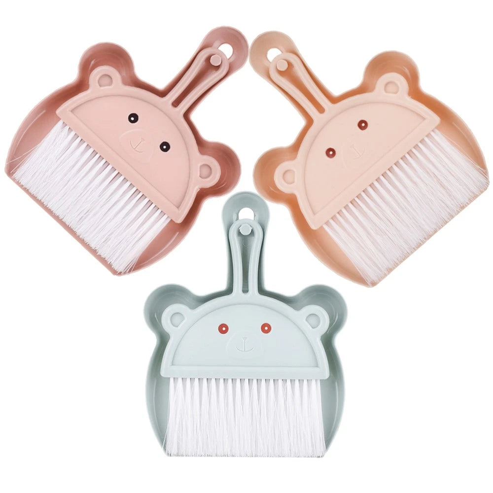 3 Sets Cartoon Broom Dustpan Household Dustpan Portable Broom-
