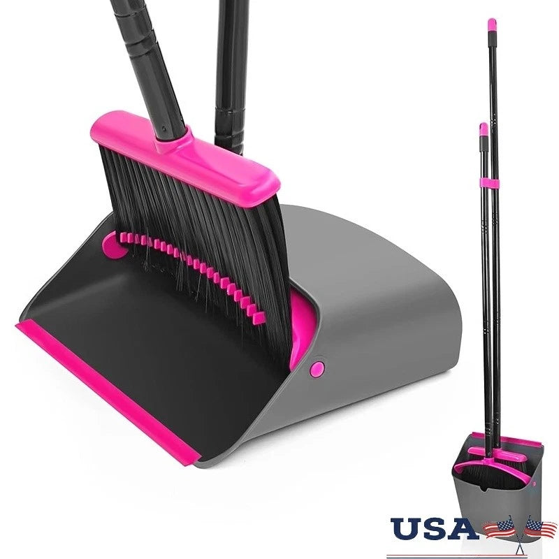 Long Handle Broom Dustpan Set Lightweight Upright Cleaning Combo Stand Up Tool