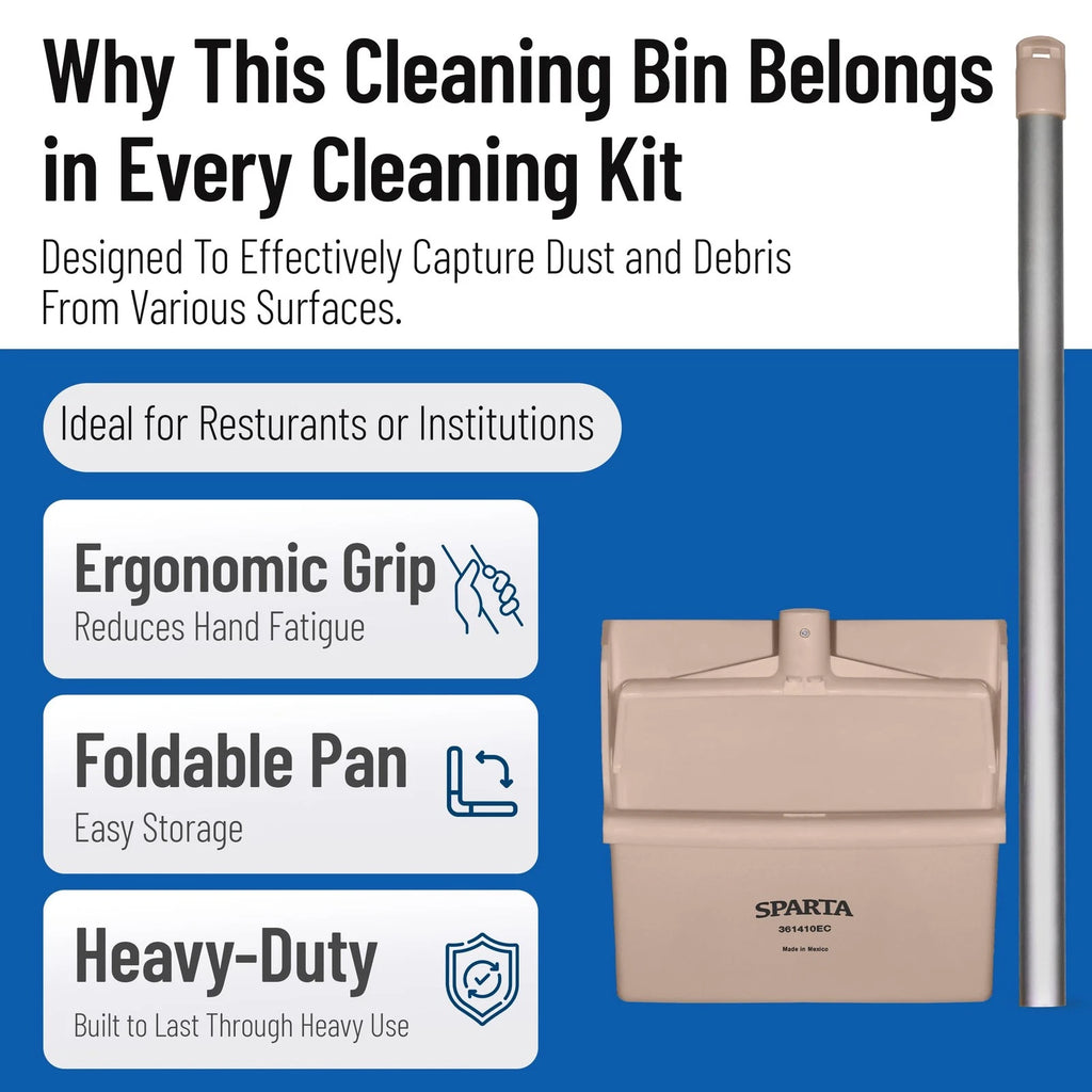 SPARTA Upright Dustpan with Aluminum Handle Serrated Edge for Broom Combing S...