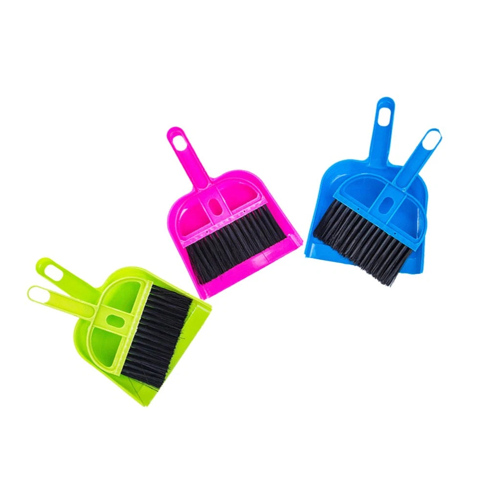 6 Sets Mini Broom and Dustpan Dust Remover Plastic Miniature Keyboard Sweeping