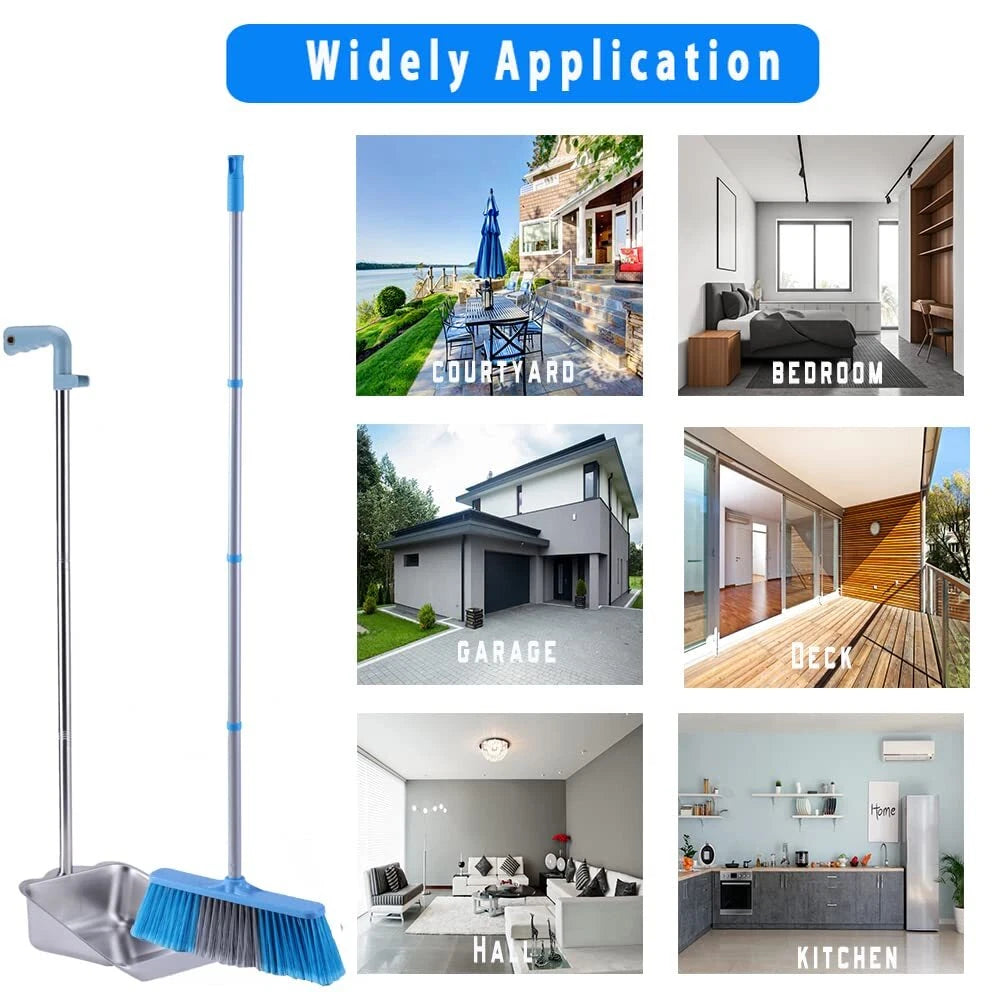 Broom and Dustpan Set for Home - Indoor Broom and Dust Pans with Long Handle ...