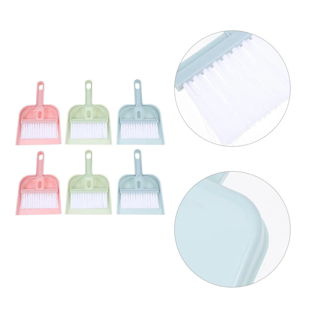 6 Sets Cleaning Artifact Mini Dust Pan and Brush Miniature Broom Dustpan