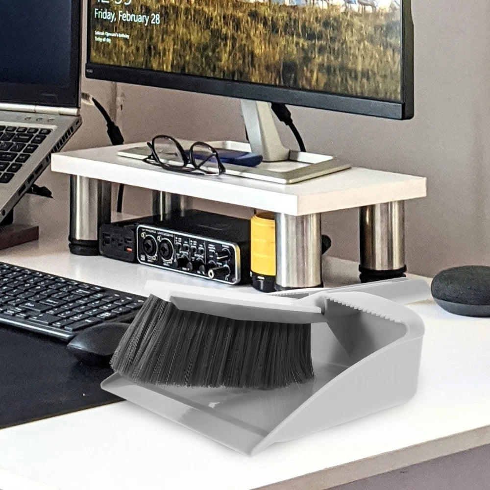 Mini Dustpan Broom Set Desktop and Brush Plastic with Small Hand