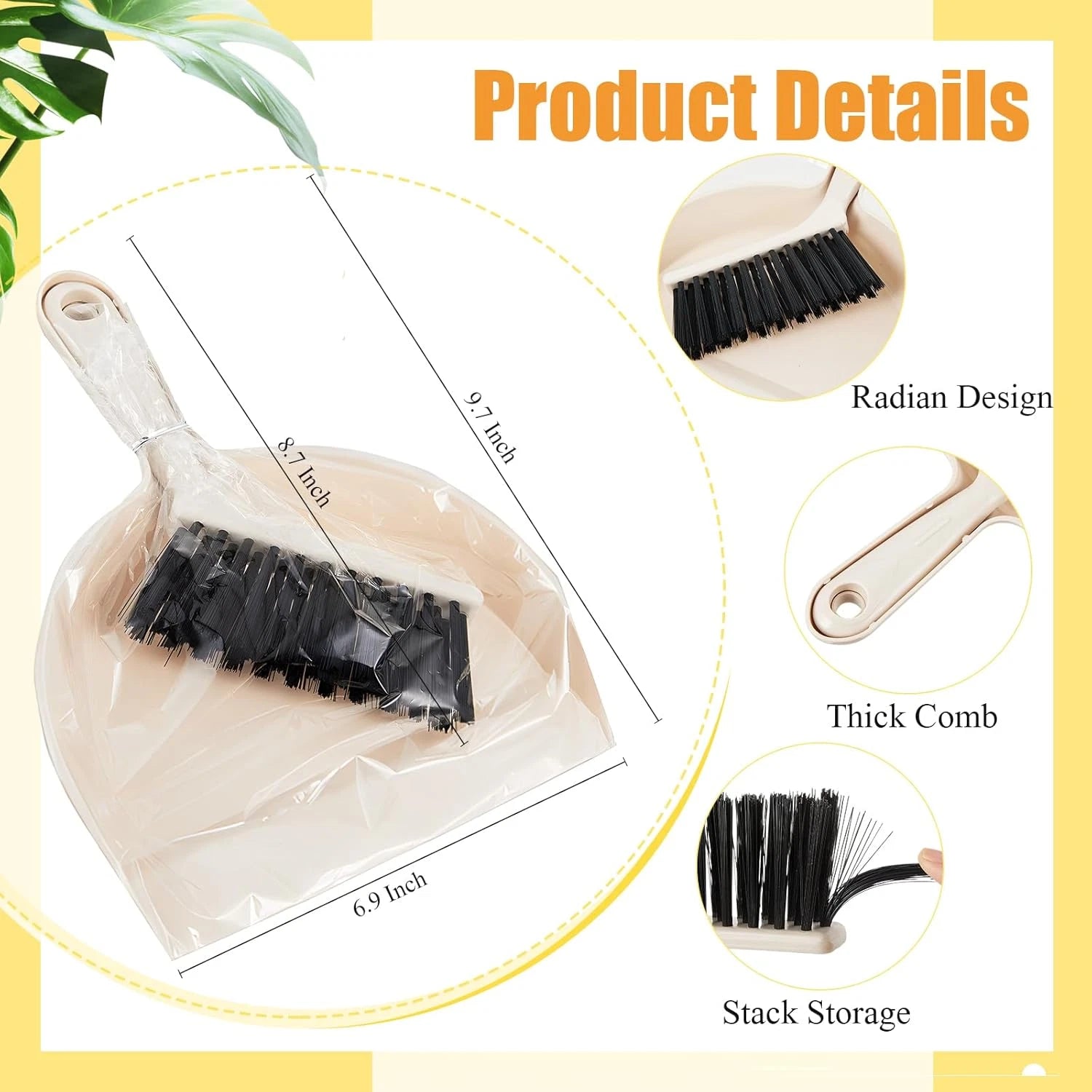 18 Pack Mini Dustpan and Brush Set Beige Plastic Dust Pans with Brush Small Broo