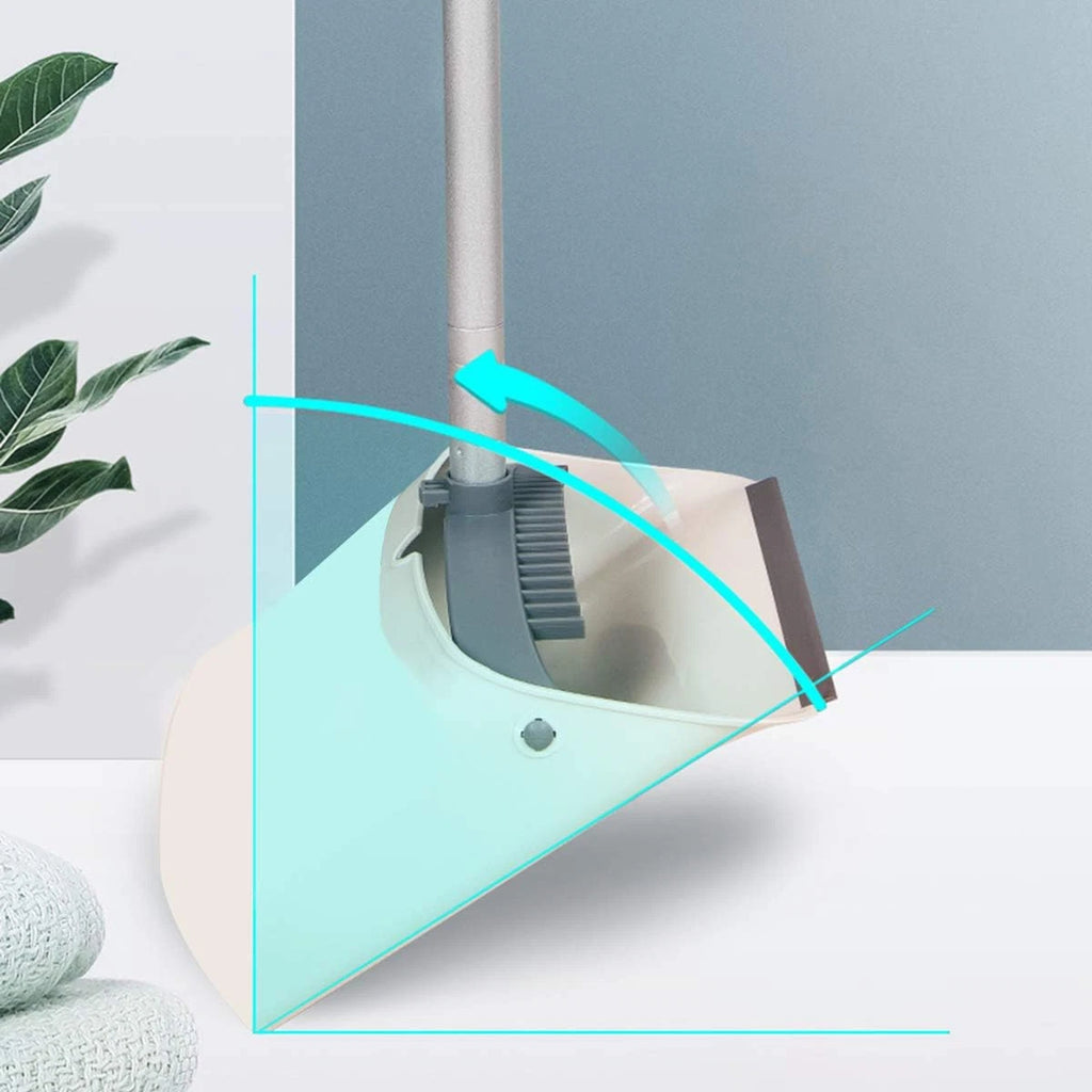 Broom and Dustpan Set,  Long Handle Lightweight Broom Set Upright Standing Dustp