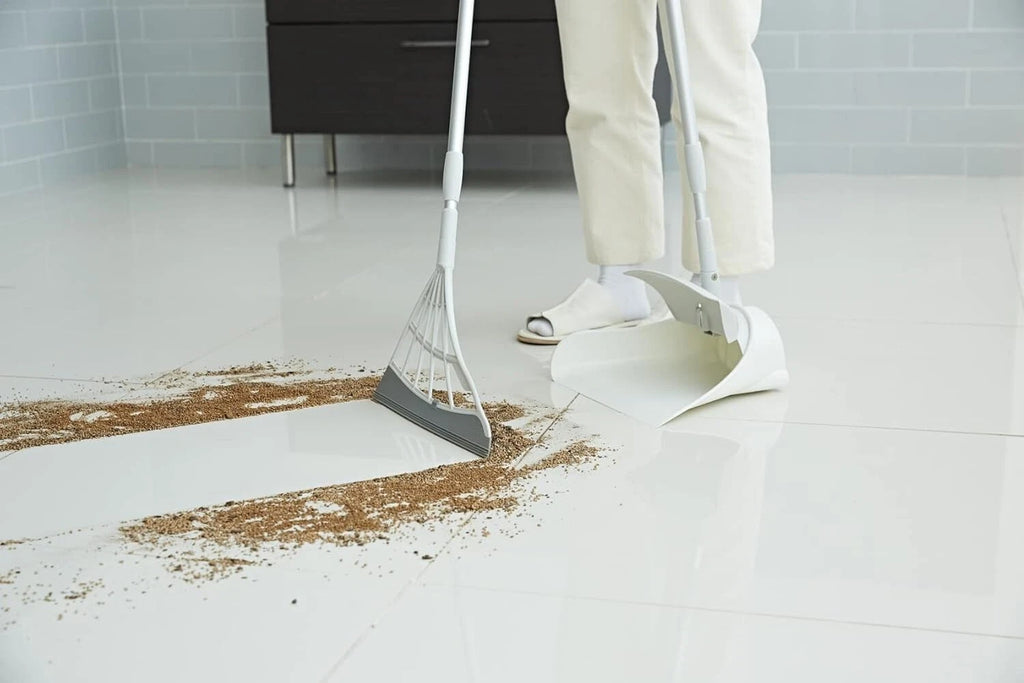 Versatile Silicone Broom and Dustpan Set with One-Click Open for Quick Cleanups
