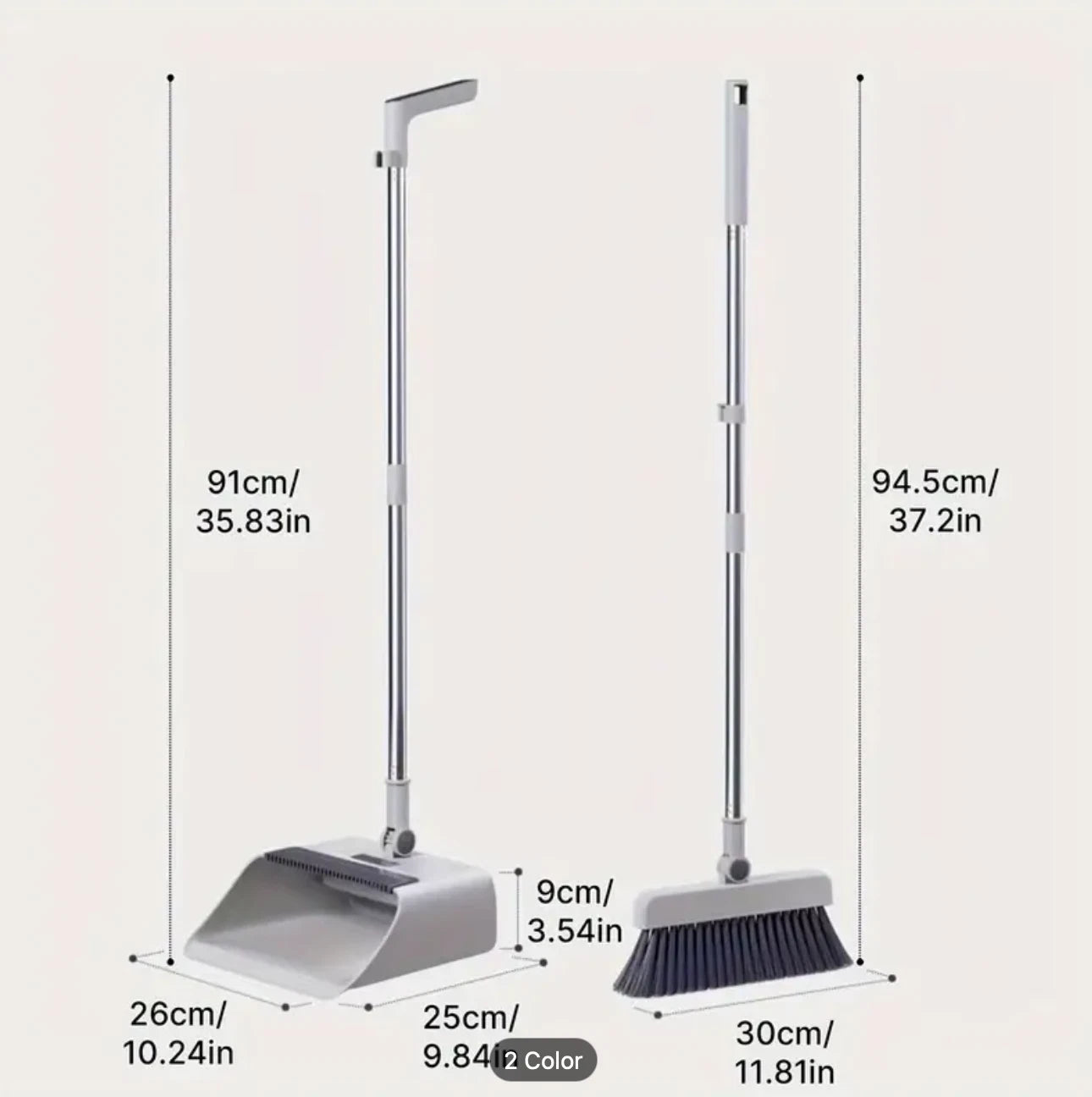 Broom and Dustpan Set, Adjustable Stainless Steel Office & Home Clean Tool