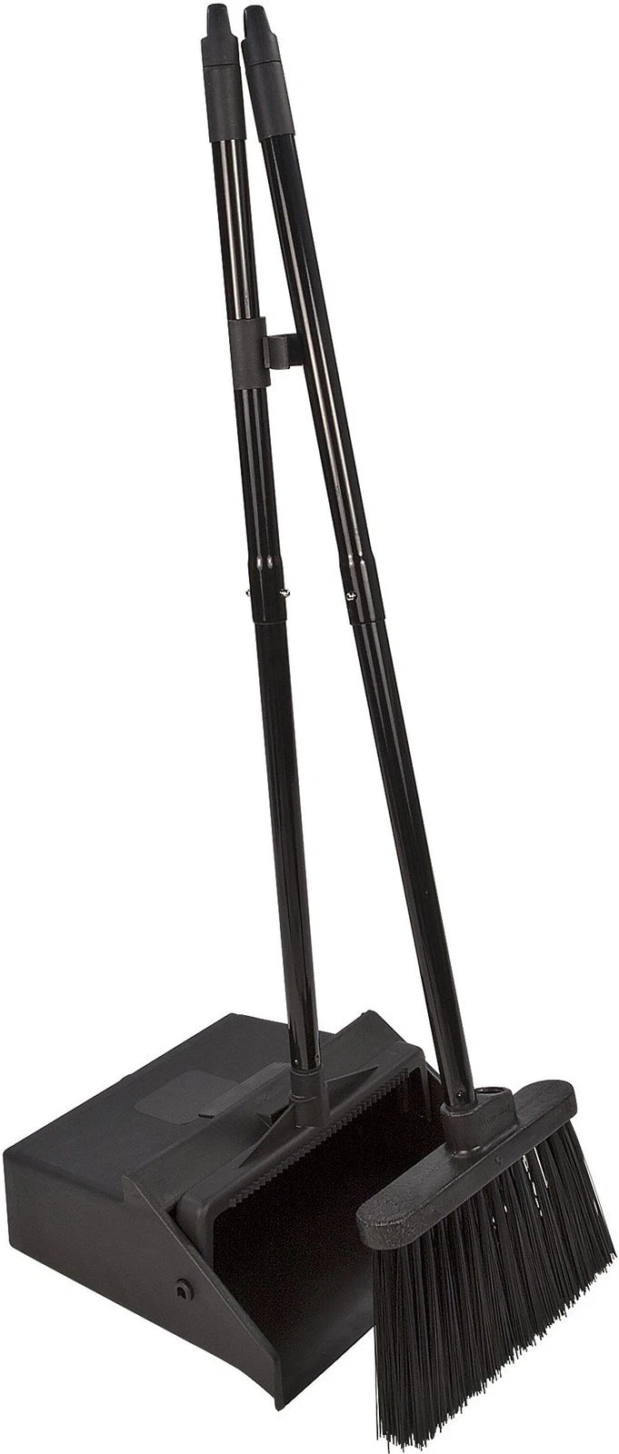 Carlisle Duo-Pan Upright Dustpan & Broom Set for Floor Cleaning - Black