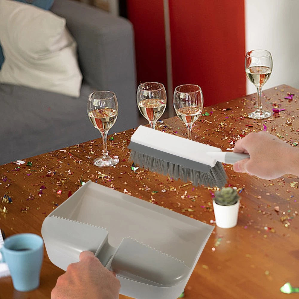 Mini Dustpan Broom Set Desktop and Brush Plastic with Small Hand