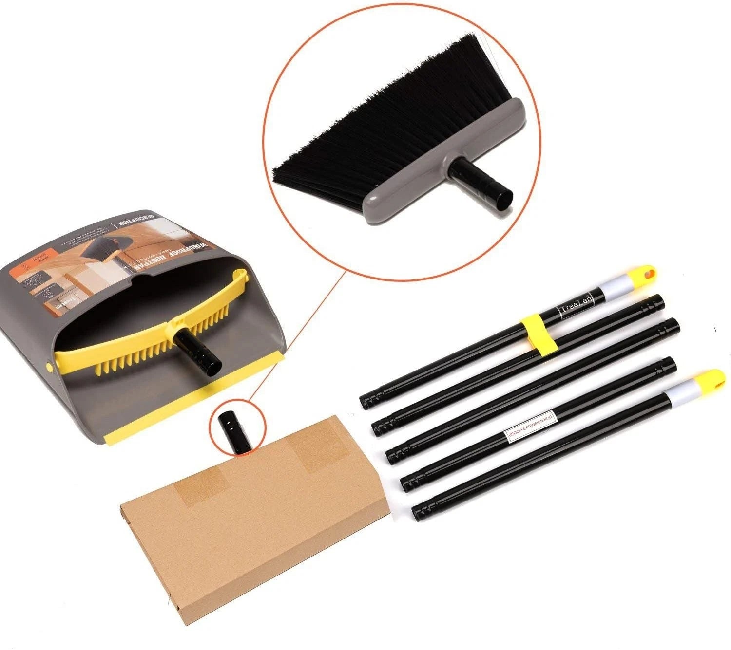 Yellow Heavy-Duty Broom and Dustpan - Perfect for Indoor and Outdoor Cleaning