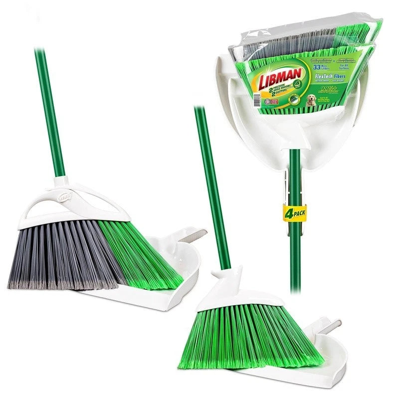 Angle Broom Dustpan Set Indoor Outdoor Cleaning Tools 2 Brooms 2 Dustpans New