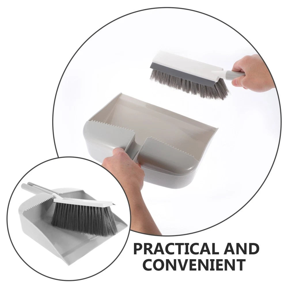 Mini Dustpan Broom Set Desktop and Brush Plastic with Small Hand