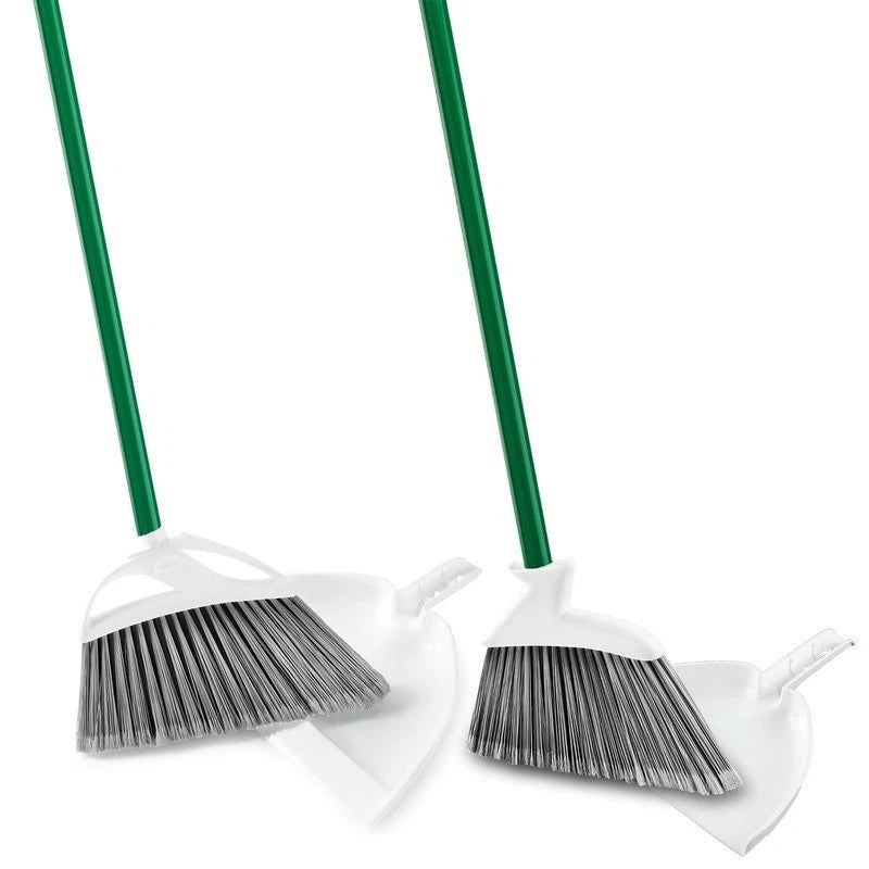 Angle Broom Dustpan Set Indoor Outdoor Cleaning Tools 2 Brooms 2 Dustpans New