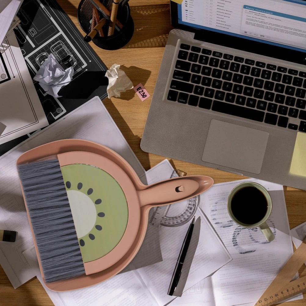 Mini Broom Set Dad Office Brooms for Sweeping Indoor Dustpan and