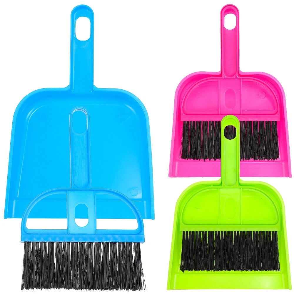 3 Sets of Mini Dustpans and Brooms Pet Cage Broom Dustpans Household Desktop