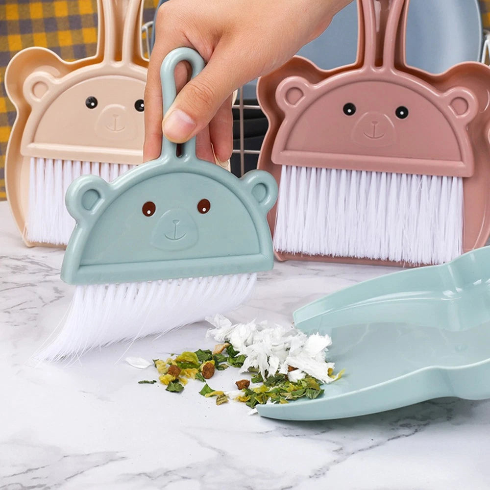 3 Sets Cartoon Broom Dustpan Household Dustpan Portable Broom-
