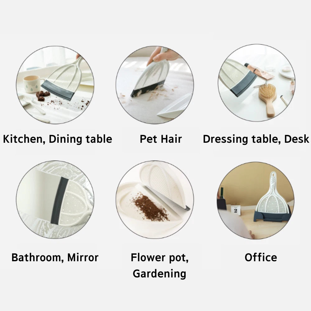 Small Broom Brush Dustpan set Silicone Scraper Squeegee Wiper Floor Sweeper