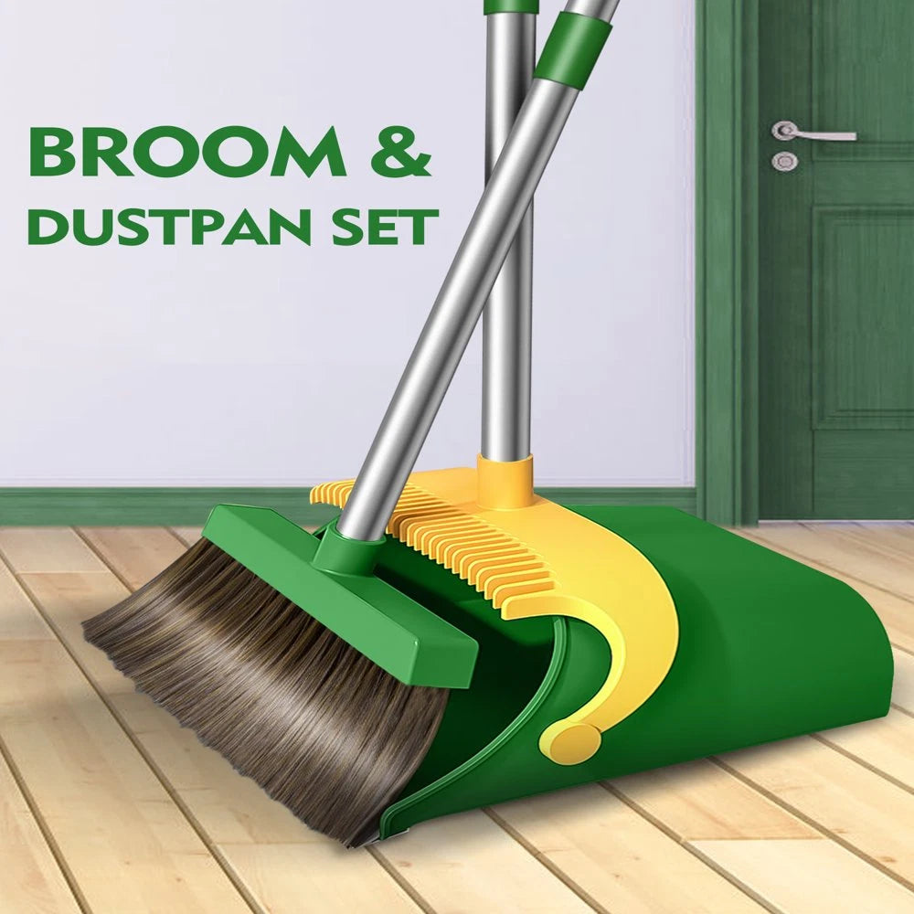 FVSA 51.2 Inches Long Handle Broom and Dustpan Set for Home, Broom and Dustpan C