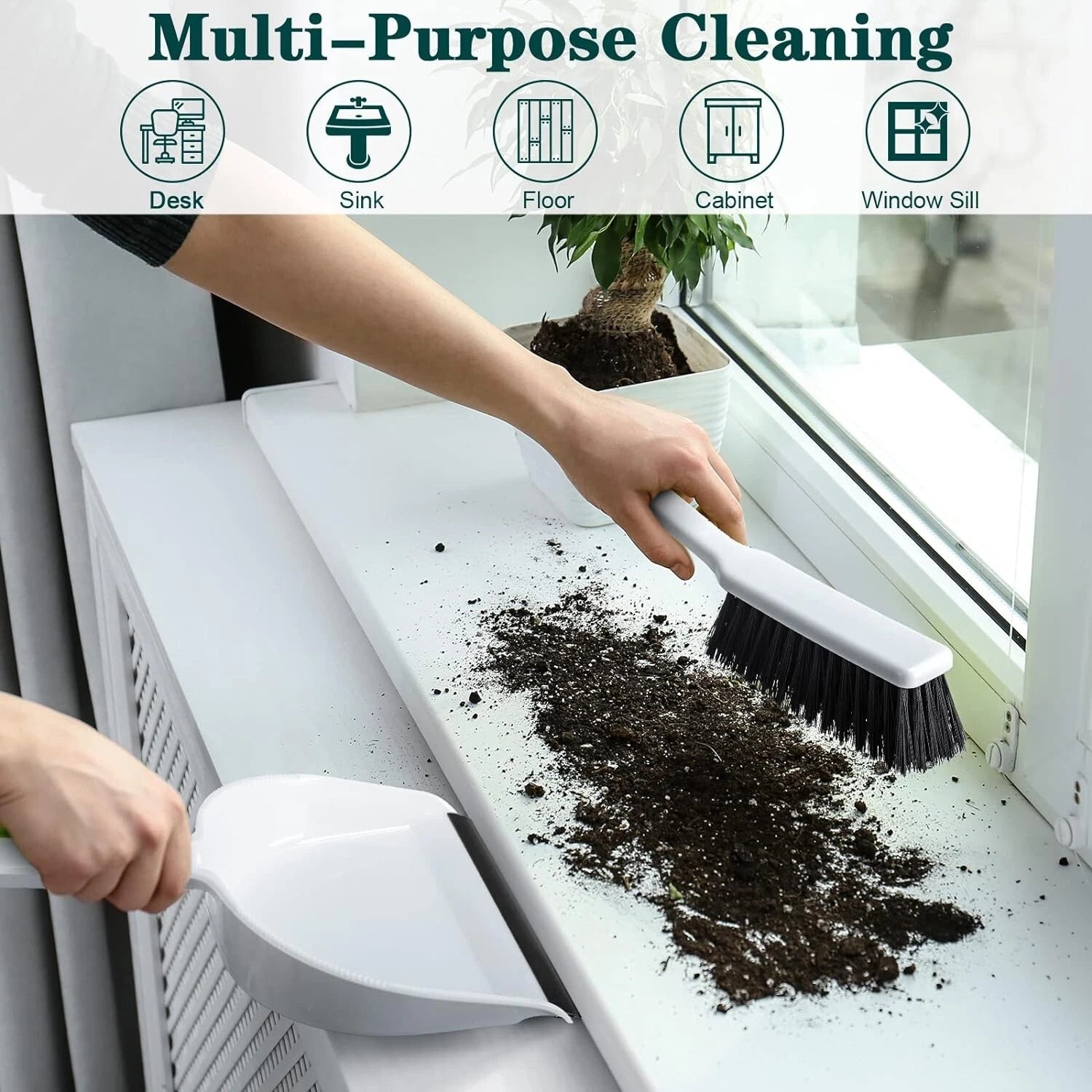 2 Pcs Mini Dustpan and Brush Set, Small Broom and Dustpan Set Small Cleaning ...