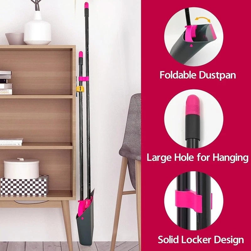 Long Handle Broom Dustpan Set Lightweight Upright Cleaning Combo Stand Up Tool