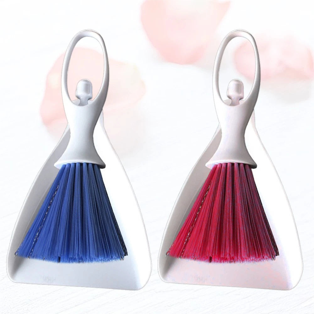2 Sets Desktop Broom Table Dustpan Brush Cleaner Cleaning Utensils