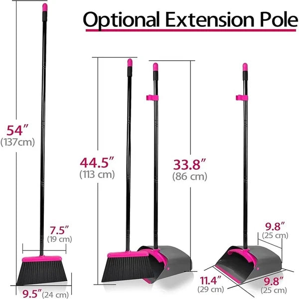 Long Handle Broom Dustpan Set Lightweight Upright Cleaning Combo Stand Up Tool