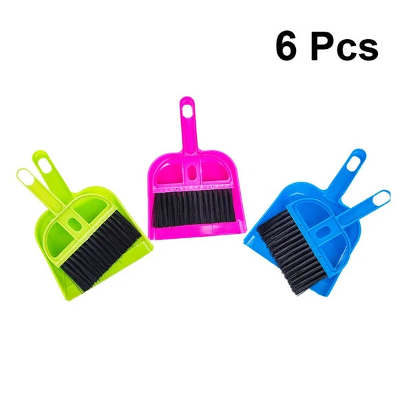 6 Sets Mini Broom and Dustpan Dust Remover Plastic Miniature Keyboard Sweeping