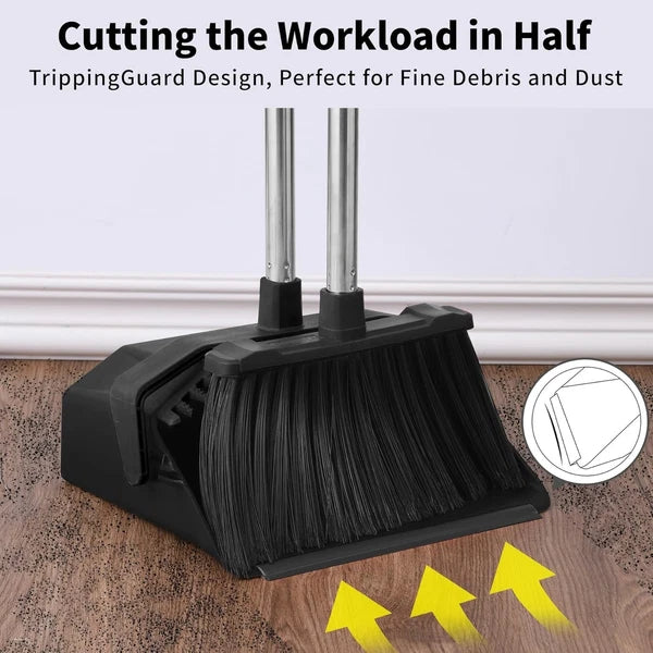 Innovative Self-Cleaning Dust Pan & 51-Inch Broom - Ideal for High-Traffic Areas