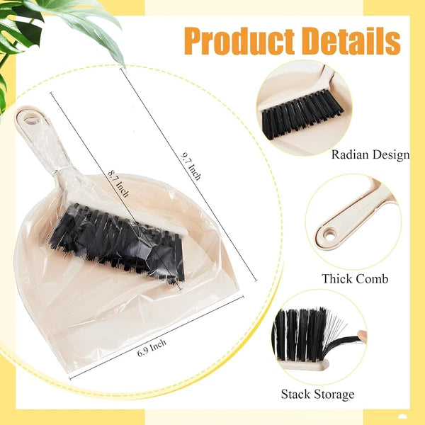 18 Pack Mini Dustpan and Brush Set Beige Plastic Dust Pans with Brush Small Broo