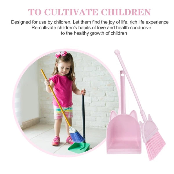 Children's Broom Set Small Dust Pan Kids Cleaning Girls Mini Brooms for