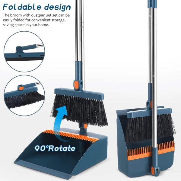 Stand up Broom Cleaning Mop Push Folding Set Floor 3 Piece Child