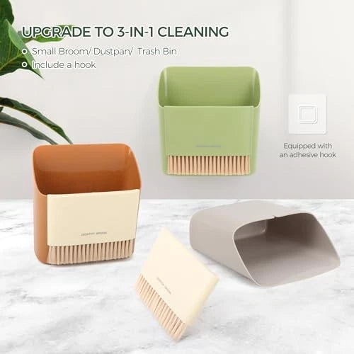 Small Broom and Dustpan Set, Portable Hand Whisk Broom Brush, Mini Hanging Gray