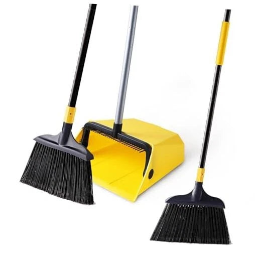Commercial Broom and Dustpan Set 2 Plus 1 Set with Comb Commercial Outdoor