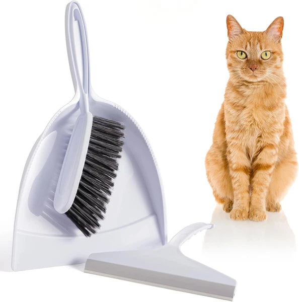 Dustpan and Brush Set for pet, Handheld Broom White