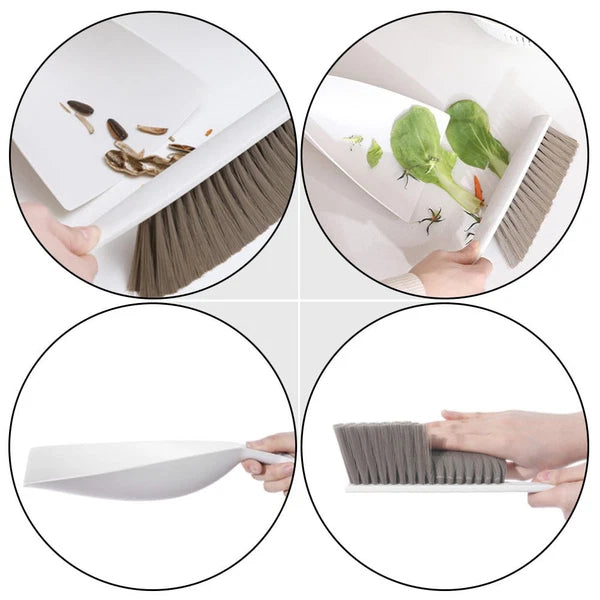 1 Set Desktop Cleaning Broom Mini Dustpan Household Pet Cleaning Supply (White)